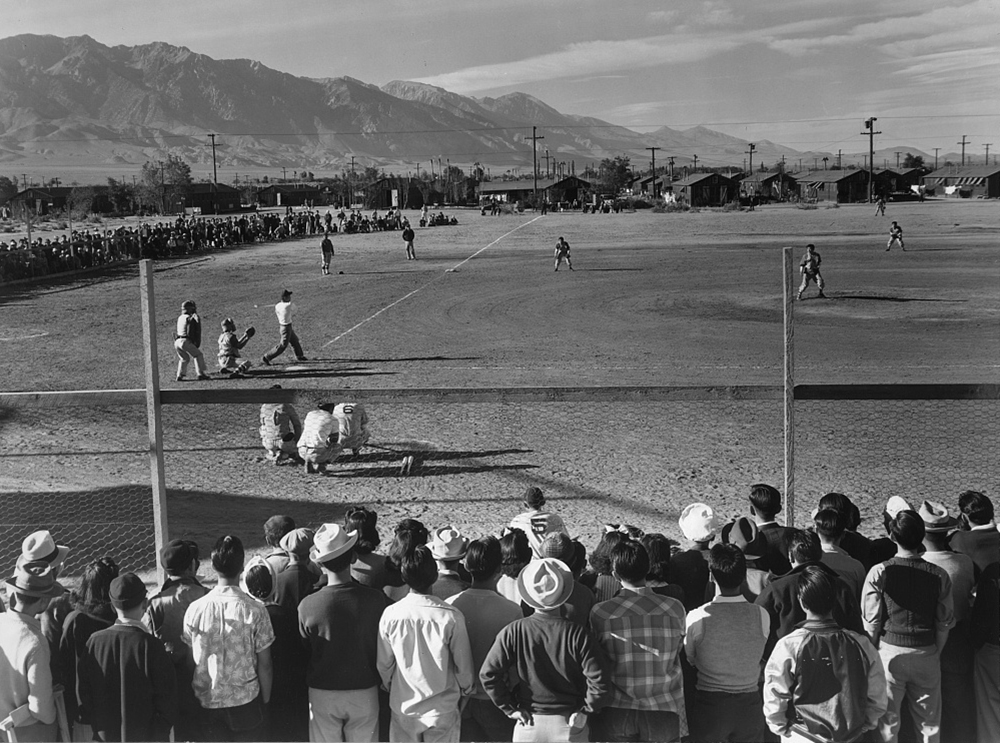 Baseball game, Manzanar Relocation Center, 1943. Photograph by Ansel Adams. Library of Congress, Prints and Photographs Division.