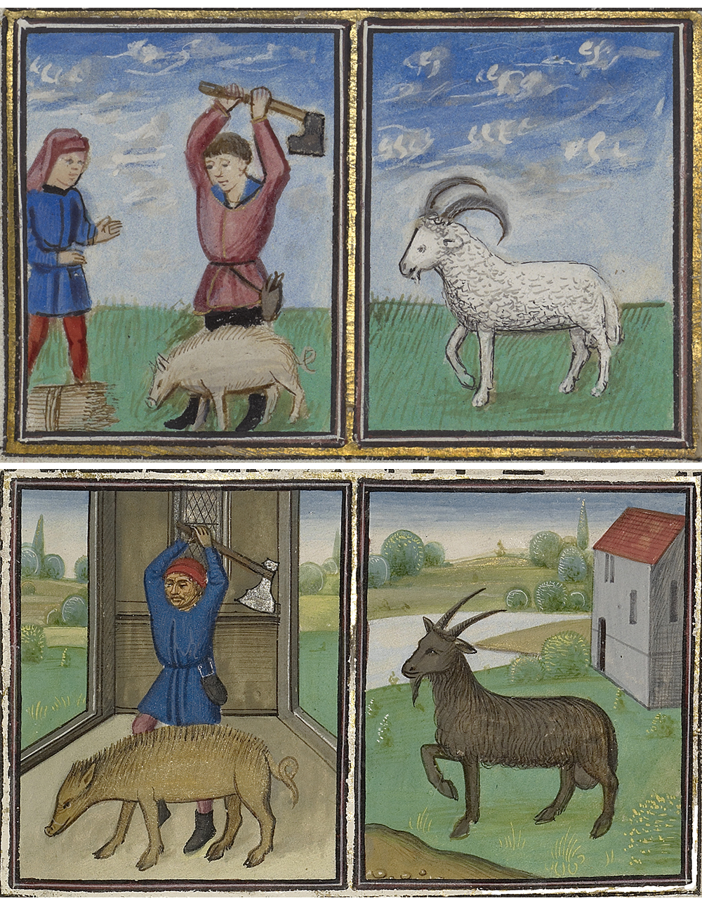 Calendar pages for December, by Master of the Lee Hours and the Workshop of Willem Vrelant, fifteenth century.