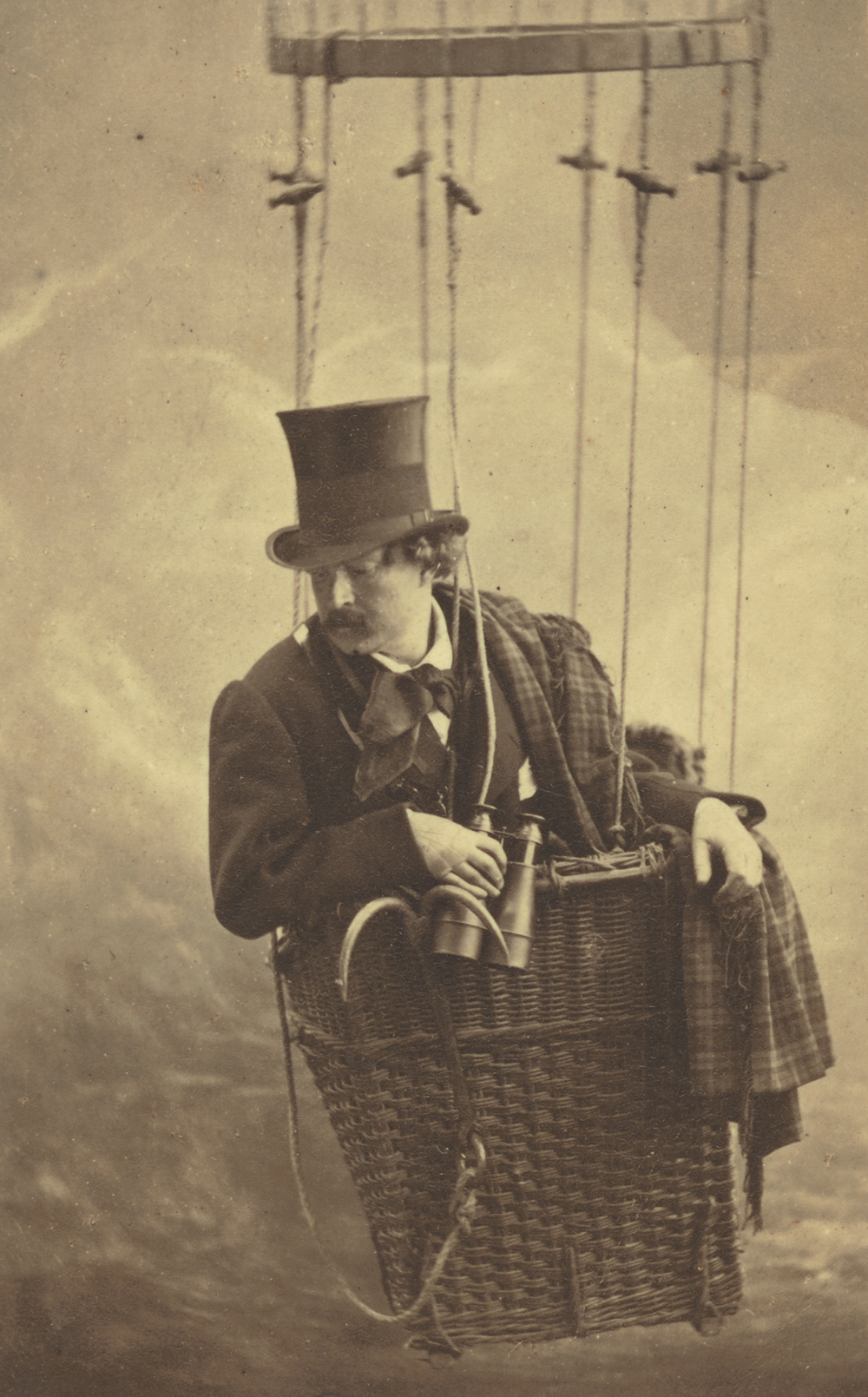 Félix Nadar in gondola of balloon, c. 1863. Photograph by Félix Nadar. The J. Paul Getty Museum.