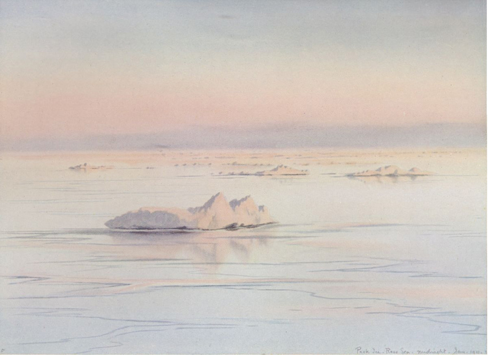 <em>Midnight</em>, by Edward A. Wilson,1911, from <em>The Worst Journey in the World: Antarctic, 1910–1913, Vol. 2</em>, by Apsley Cherry-Garrard, 1922. Project Gutenberg. <em>Midnight</em>, by Edward A. Wilson,1911, from <em>The Worst Journey in the World: Antarctic, 1910–1913, Vol. 2</em>, by Apsley Cherry-Garrard, 1922. Project Gutenberg.