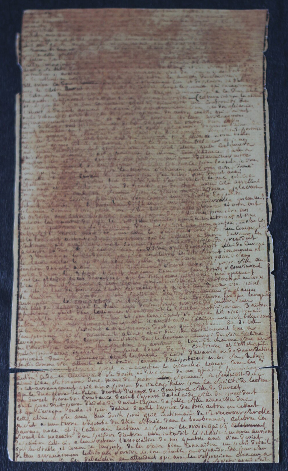 Photograph of a page from the manuscript of The 120 Days of Sodom by the Marquis de Sade.