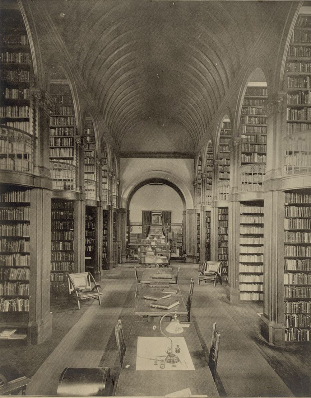 Book room, Woburn Public Library, designed by Gambrill & Richardson, c. 1880. The Library of Congress, Prints and Photographs. 