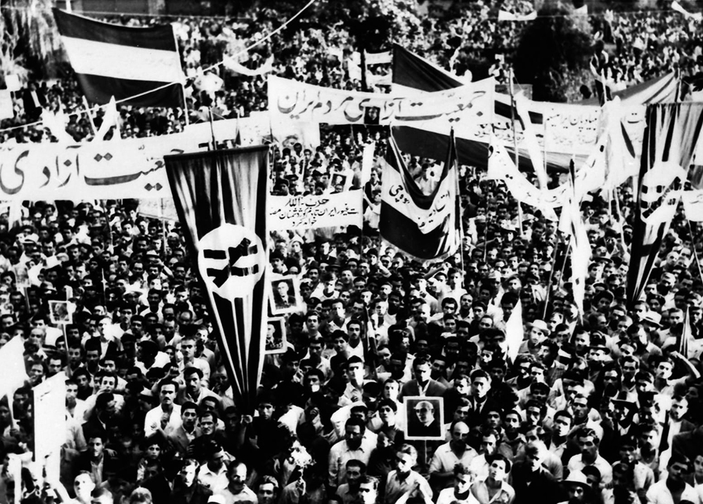 A protest in Tehran during the 1953 Iranian coup d’état. Photograph by The Guardian. Wikimedia Commons.