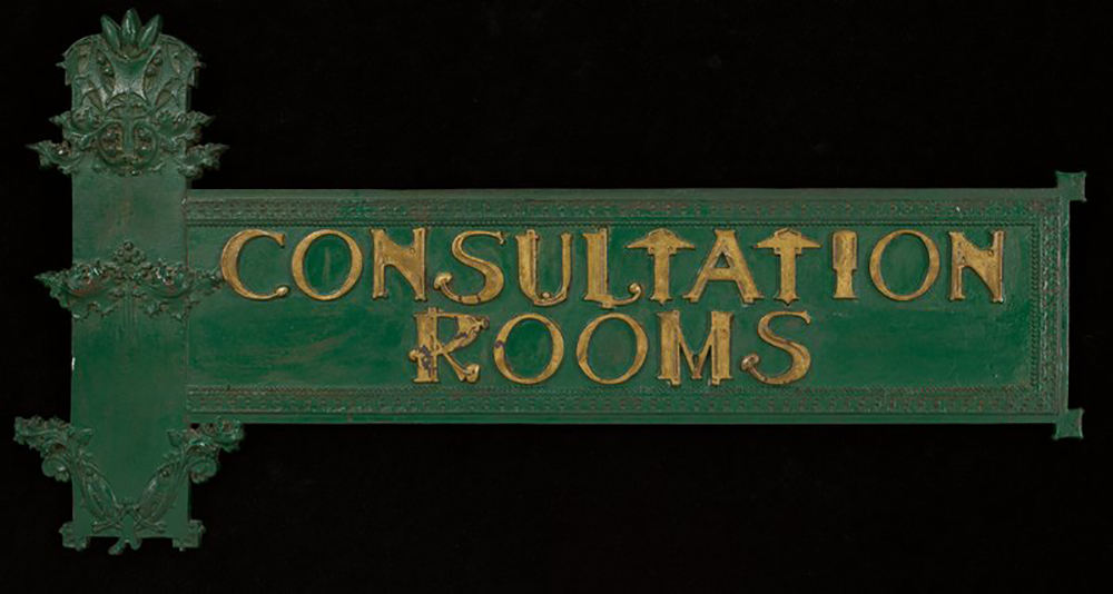 “Consultation Rooms” sign by Louis Sullivan, c. 1908.