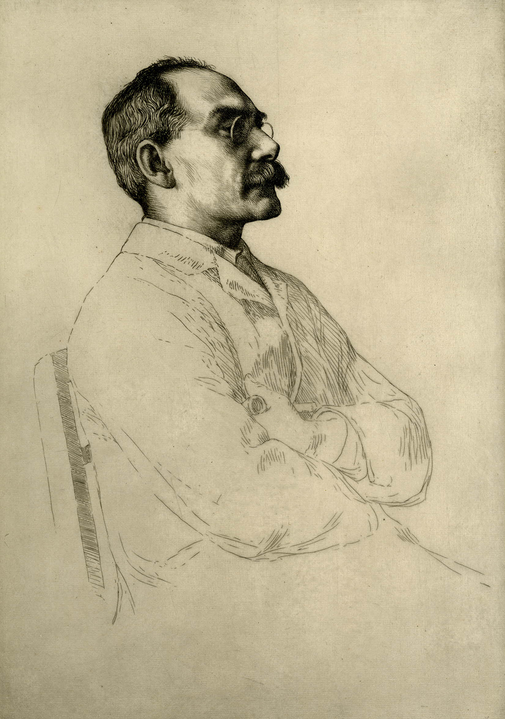 “Rudyard Kipling, No.1,” by William Strang, 1898. The British Museum, Bequeathed by Campbell Dodgson.