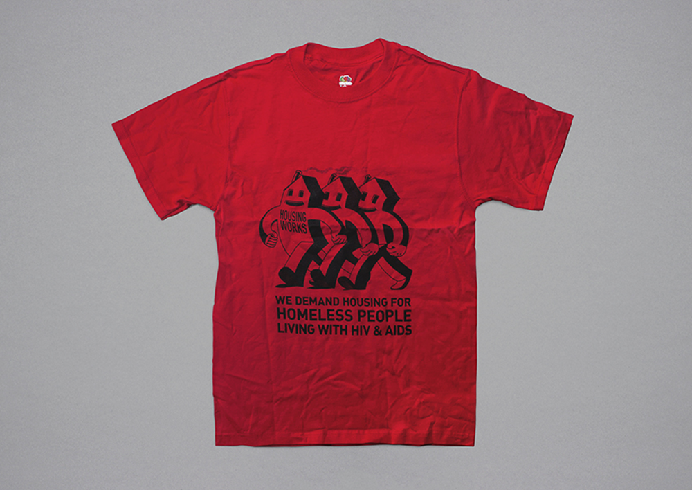 An early Housing Works T-shirt, designed for the VI International AIDS Conference in San Francisco in 1990.