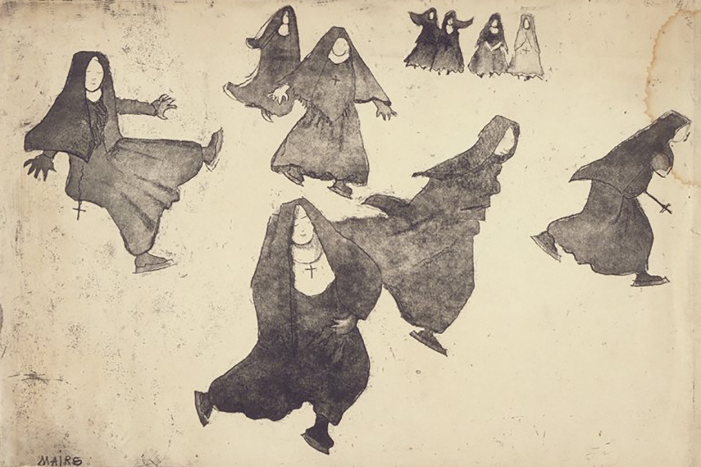 Nuns Skating, by Clara Gardner Mairs, twentieth century.