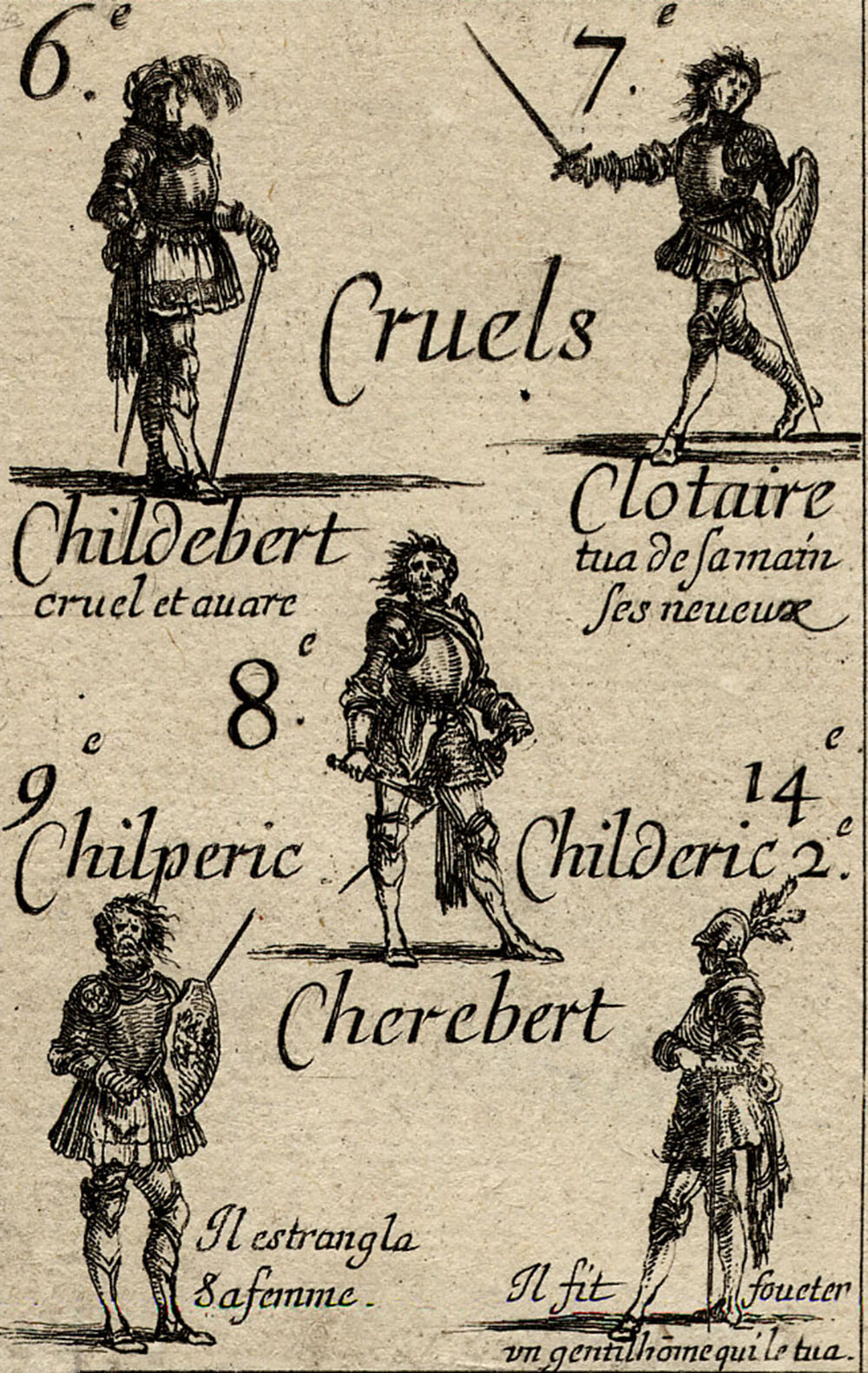 “Cruels” playing card, by Stefano della Bella, 1644. British Museum.