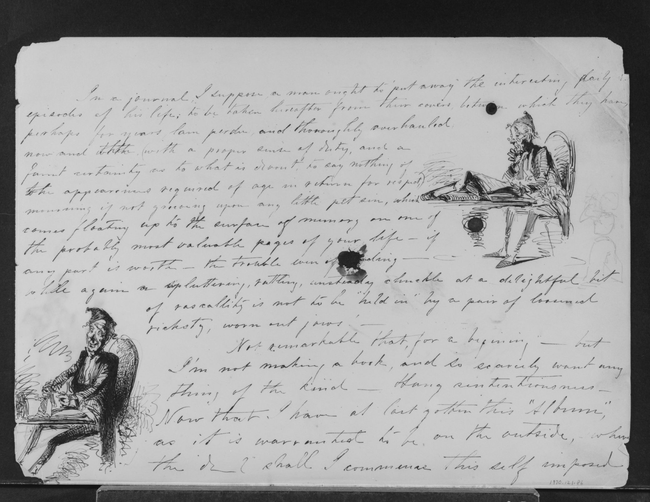 Two Sketches of Old Man with Books