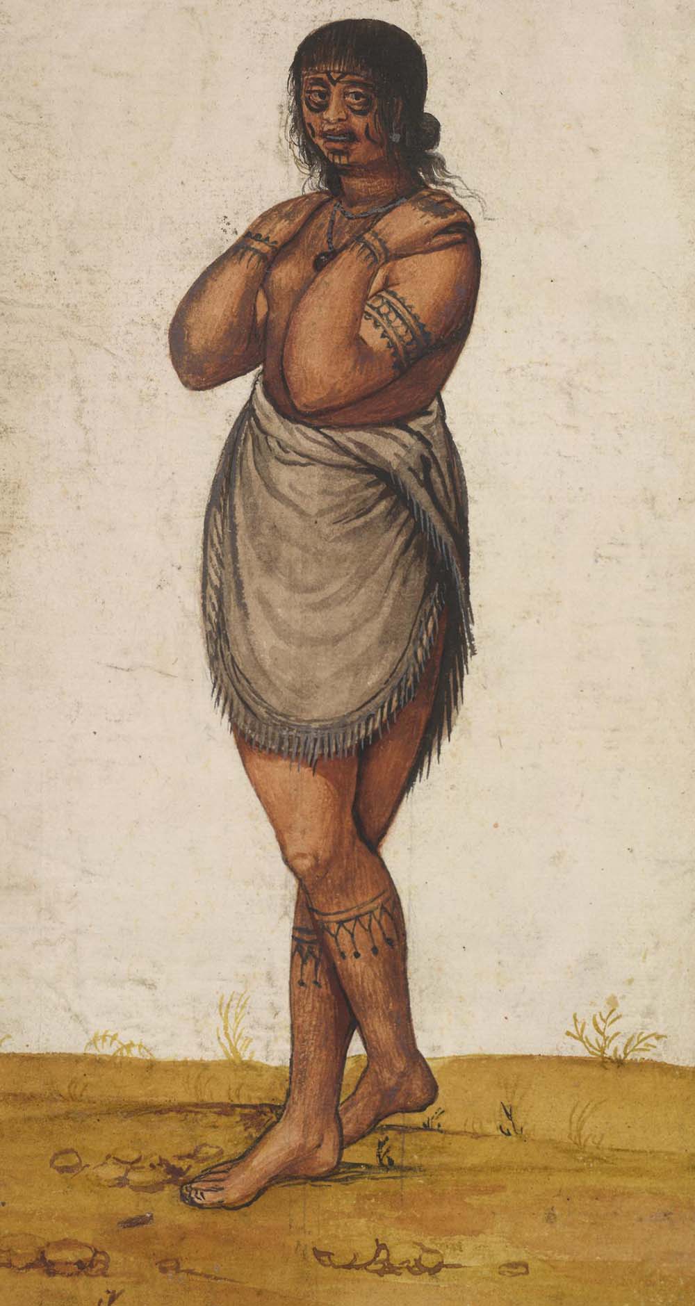A young woman of Aquascogoc, by John White, c. 1585.