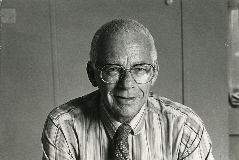 Stein in his office, c. 1985. Courtesy of Sarah Cawkwell.