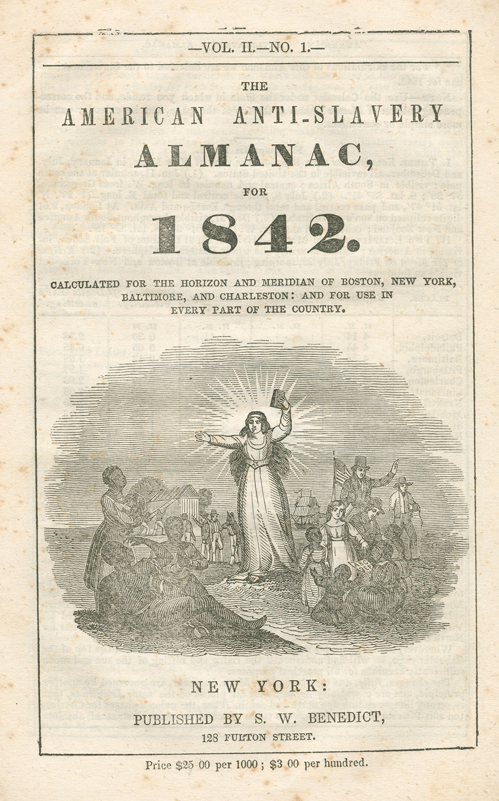 Cover of The American Anti-Slavery Almanac for 1842. Smithsonian National Museum of African American History and Culture.