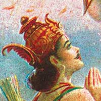 Mustached man wearing red headdress