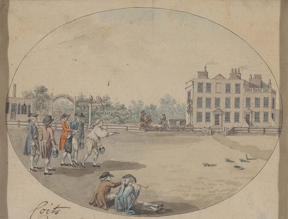 Quoits played opposite the Horns, Kennington Common, by Robert Dighton, c. 1784.