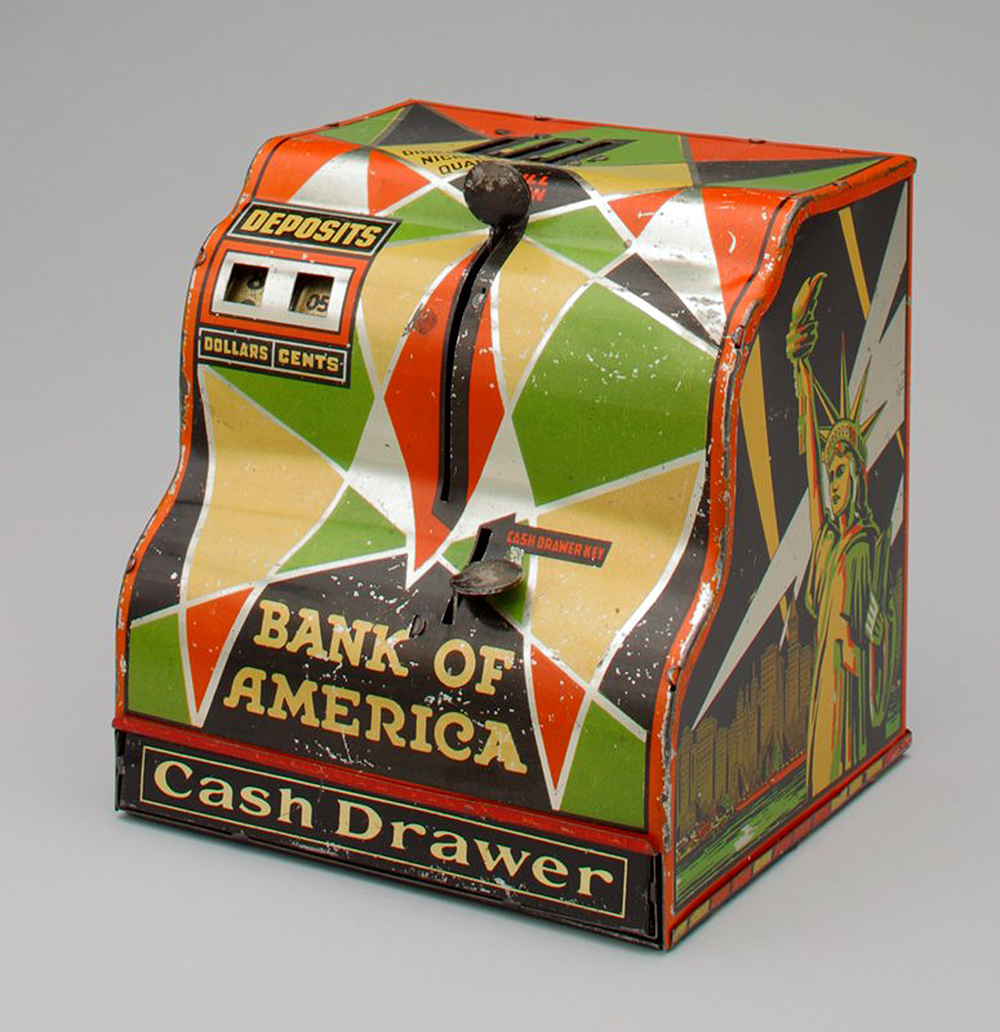 Photograph of Bank of America cash drawer bank, by Girard Model Works, Inc. Minneapolis Institute of Art, Gift of Katherine Kierland Herberger.