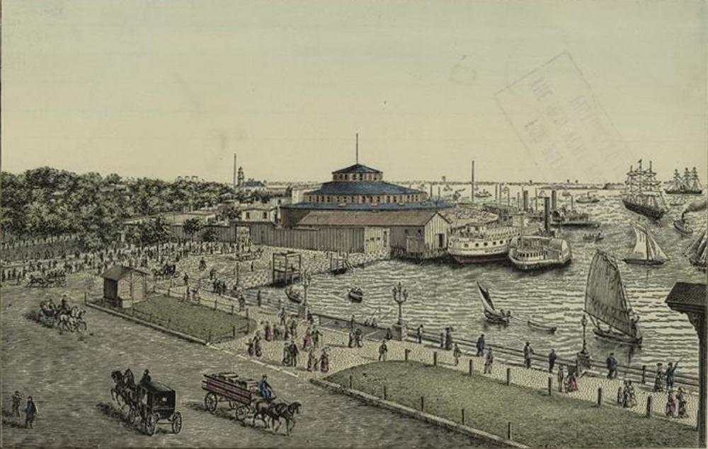 Castle Garden landing for emigrants, Barge Office, Battery, 1869. The New York Public Library, Art and Picture Collection.