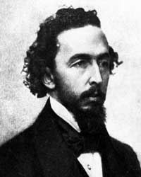 B&W photograph of a man with dark hair and a beard