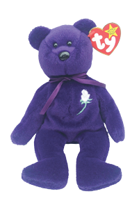 A purple bear beanie baby.