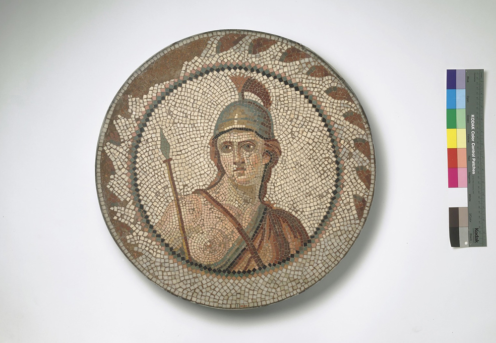 Mosaic of personification of Roma in a medallion, Roman, circa first century.