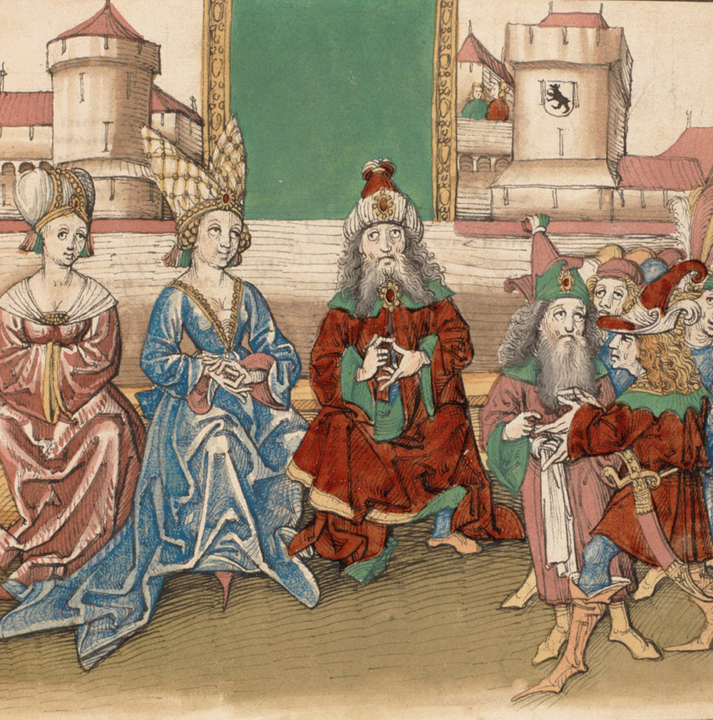 Berthold V and his wife Clementia, from the Spiezer Chronik, by Diebold Schilling, 1484–85. Wikimedia Commons, e-codices.