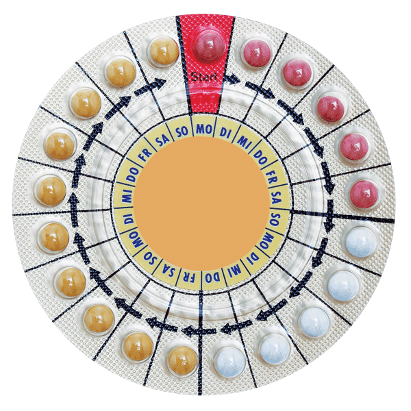 A month’s supply of birth-control pills in a circle