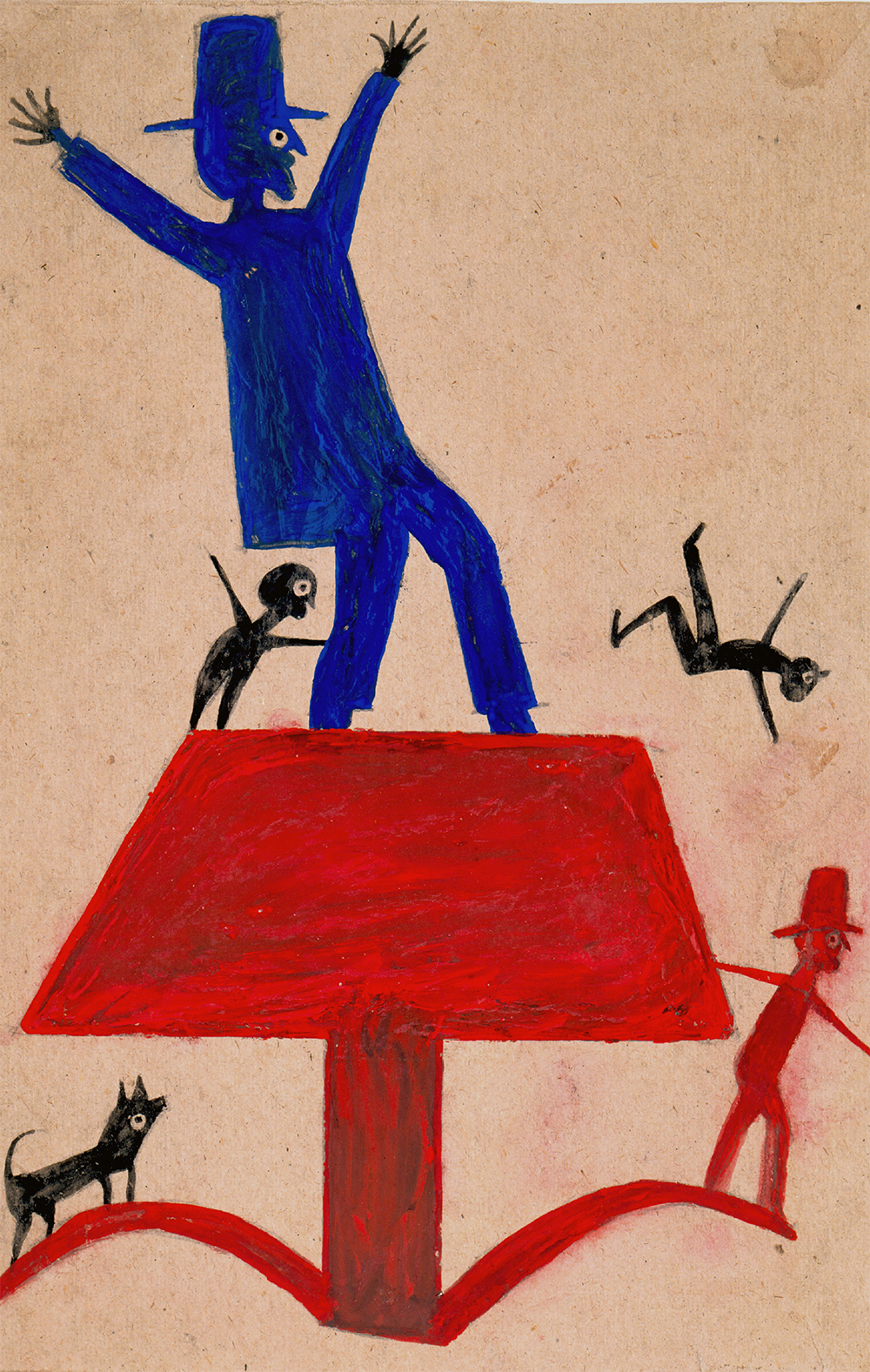 Untitled (Blue Man on Red Object), by Bill Traylor, c. 1939. High Museum of Art, Atlanta, purchase with funds from Mrs. Lindsey Hopkins, Jr., Edith G. and Philip A. Rhodes, and the Members Guild. Photograph by Mike Jensen.