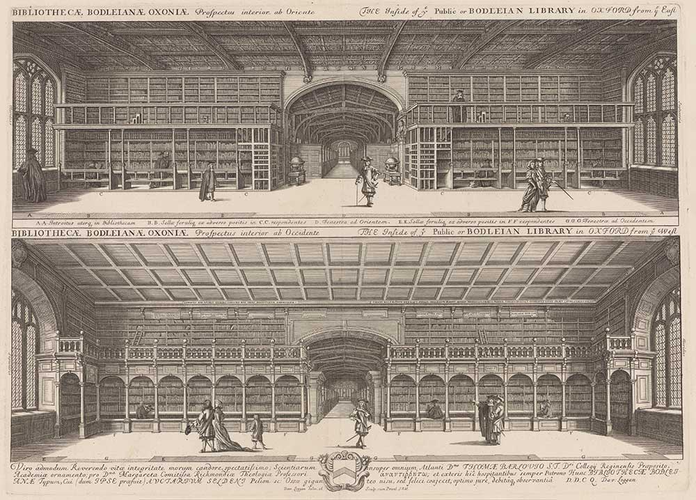 Interior of the Bodleian Library in Oxford, by David Loggan, 1675.