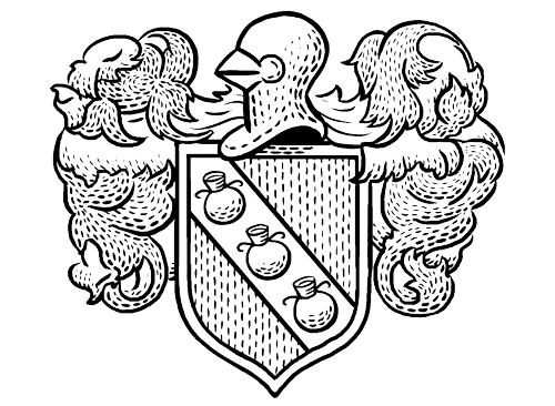 a black and white line drawing of a coat of arms