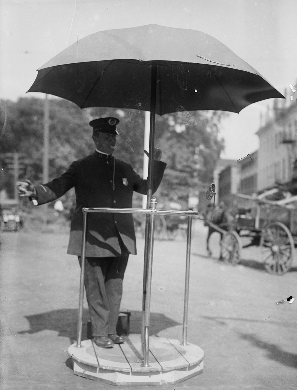 Traffic cop, Newport, Rhode Island, c. 1915. Photograph by Bain News Service. Library of Congress, Prints and Photographs Division.