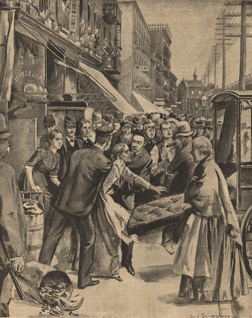 The Cholera Invasion, from Frank Leslie’s Illustrated Weekly, by West B. Clinedinst, 1892. National Library of Medicine.