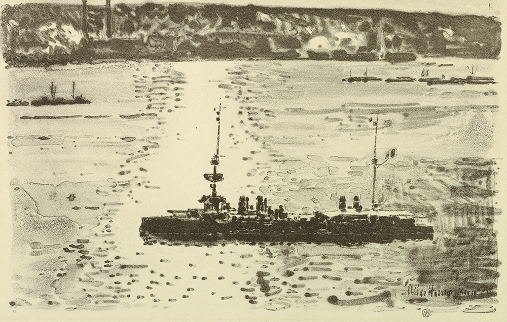 French Cruiser, by Childe Hassam, 1918. Cooper Hewitt, Smithsonian Design Museum.