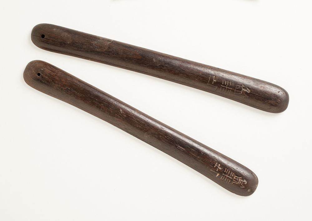 Pair of clappers, Egypt, New Kingdom, 1550–1070 BC. LACMA, Gift of Jerome F. Snyder.