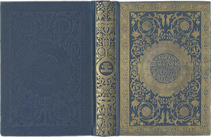 A blue clothbound book with gold tooling