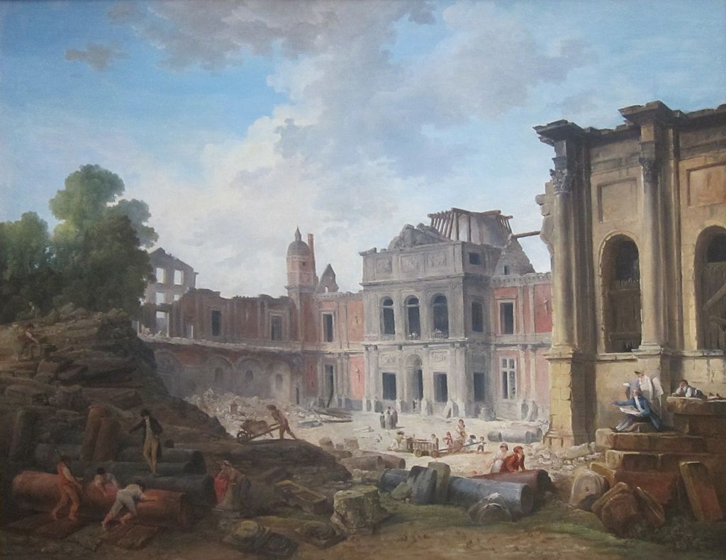 Demolition of the Château of Meudon, by Hubert Robert, 1806. J. Paul Getty Museum.