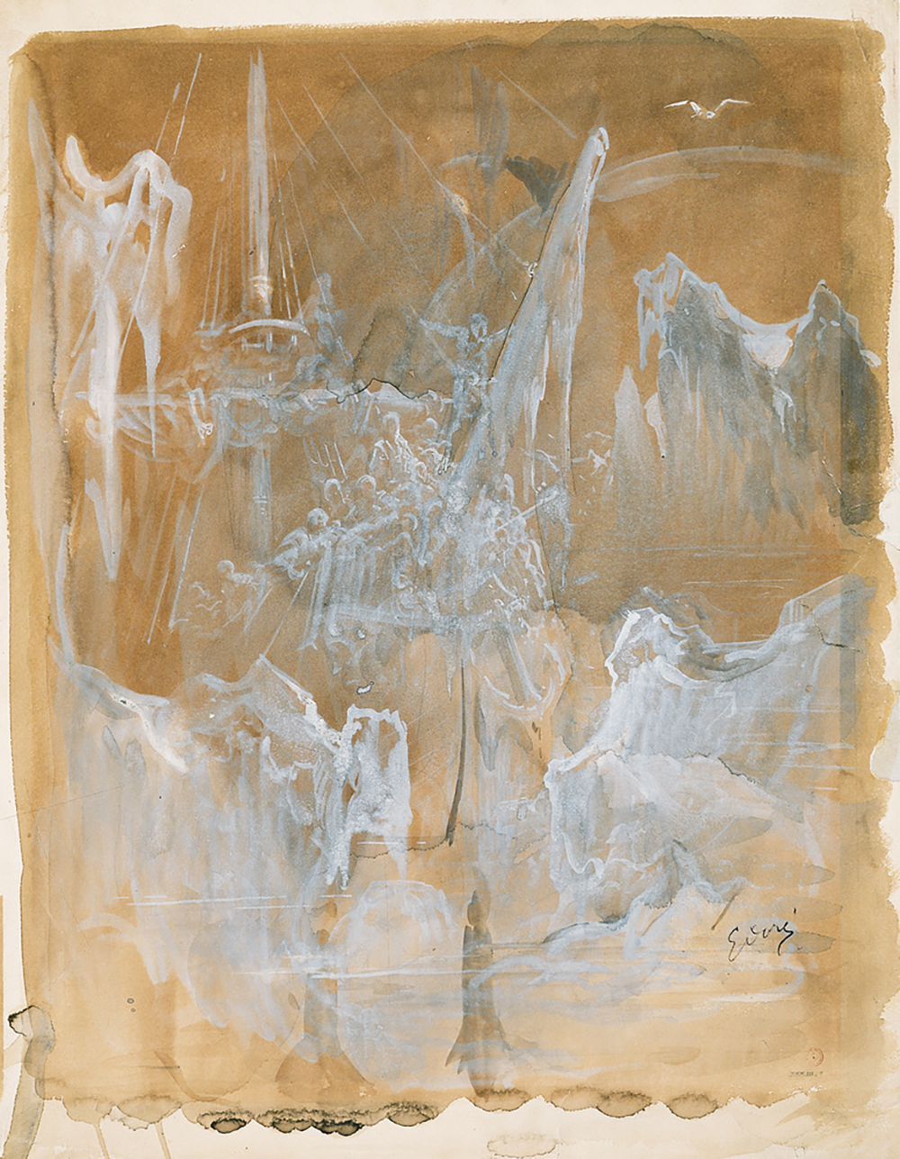 Projected illustration for Samuel Coleridge’s “The Rime of the Ancient Mariner,” by Gustave Doré, 1875. Wikimedia Commons.