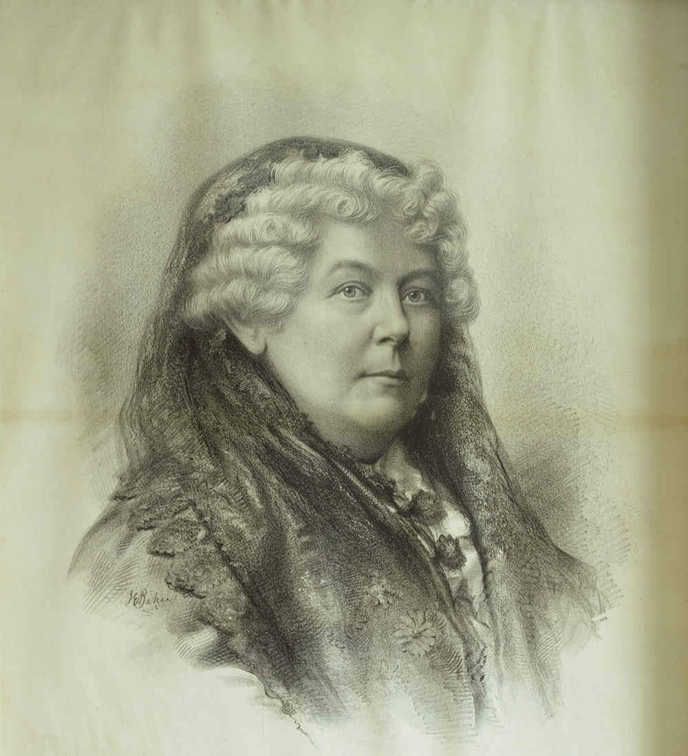 Drawing of Elizabeth Cady Stanton, located at the Frederick Douglass home in Washington, DC. Library of Congress, Prints and Photographs Division.