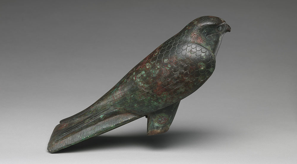 Falcon statue serving as a sarcophagus for a sacred animal, Egypt, 664 BC.