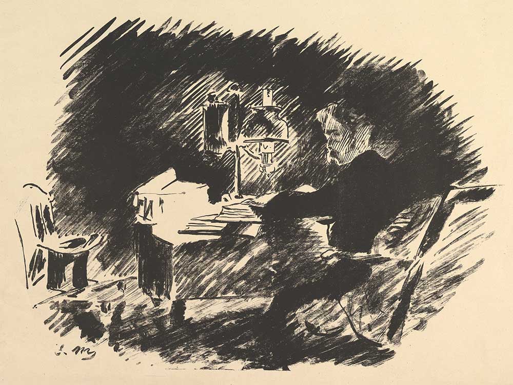 Once Upon a Midnight Dreary, illustration of Edgar Allan Poe’s “The Raven,” by Edouard Manet, 1875.