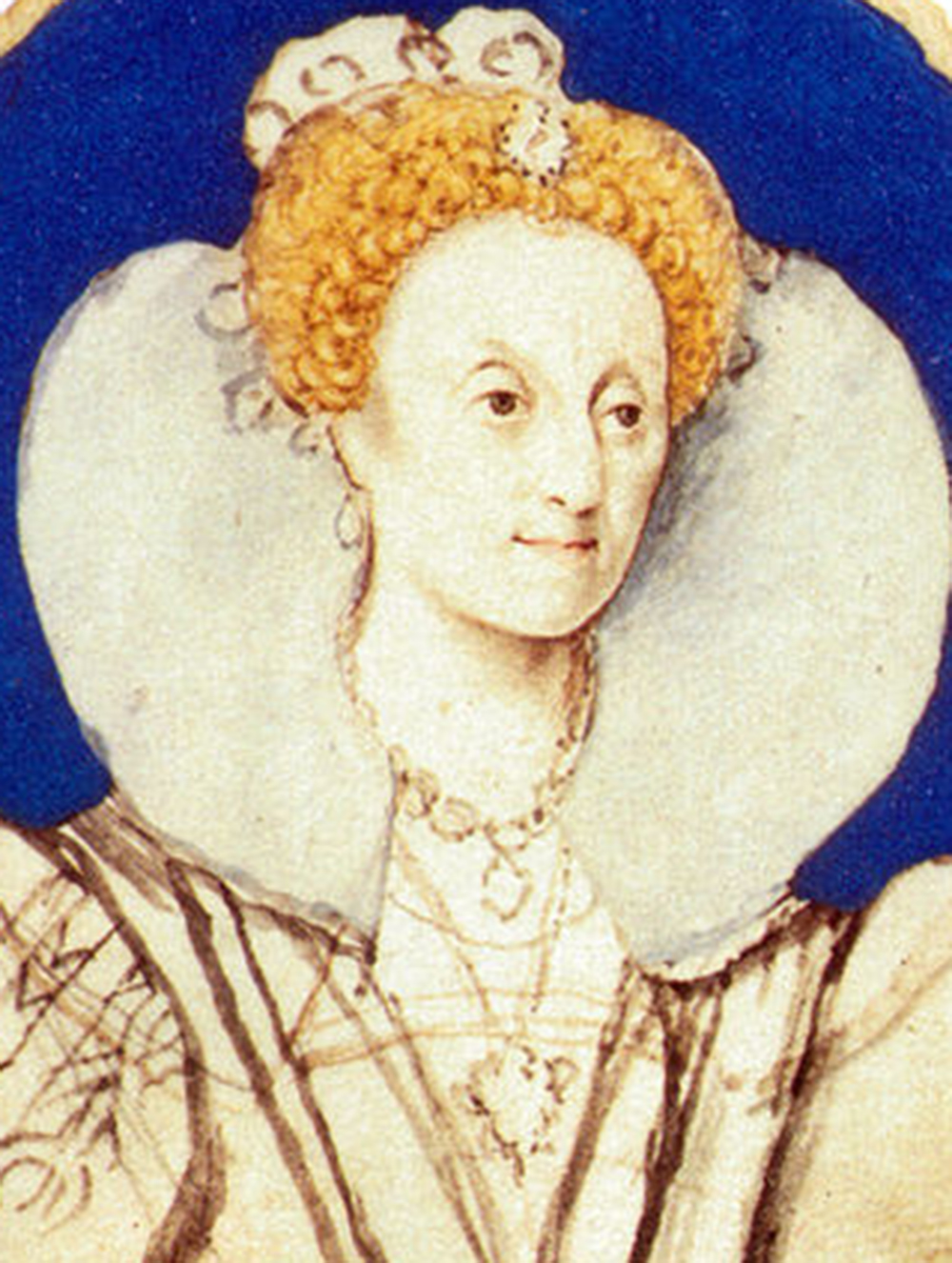 Unfinished portrait of Queen Elizabeth I, age sixty, by Isaac Oliver, 1592.