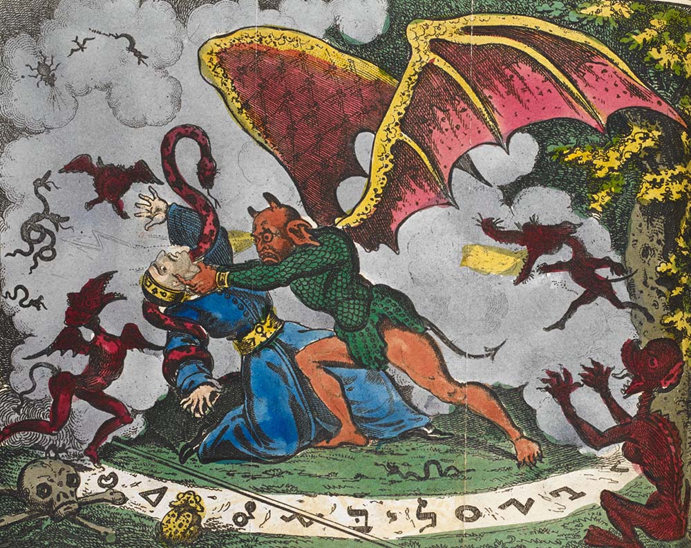 Illustration from The Remarkable Life of Dr. Faustus, 1838.