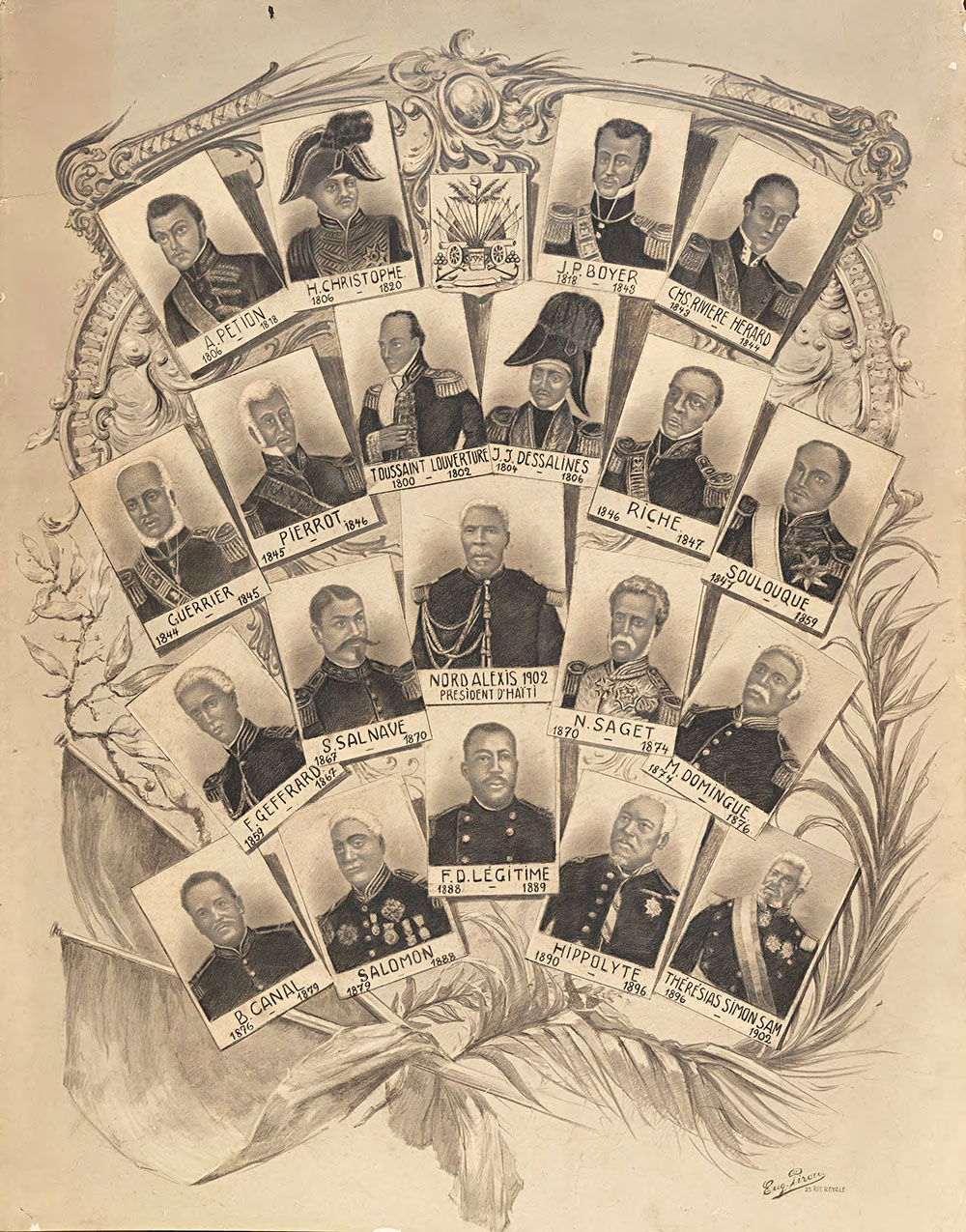 <em>Les Chefs de l’état d’Haïti, de Toussaint à General Nord Alexis</em>, by Eugène Pirou. Alfred Nemours Collection, University of Puerto Rico.