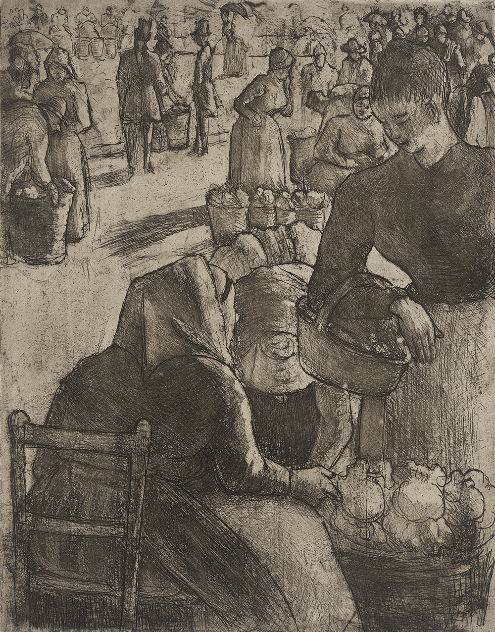 Marché aux Legumes à Pointoise, by Camille Pissarro, 1891. Los Angeles County Museum of Art, Gift of Gene Gill.