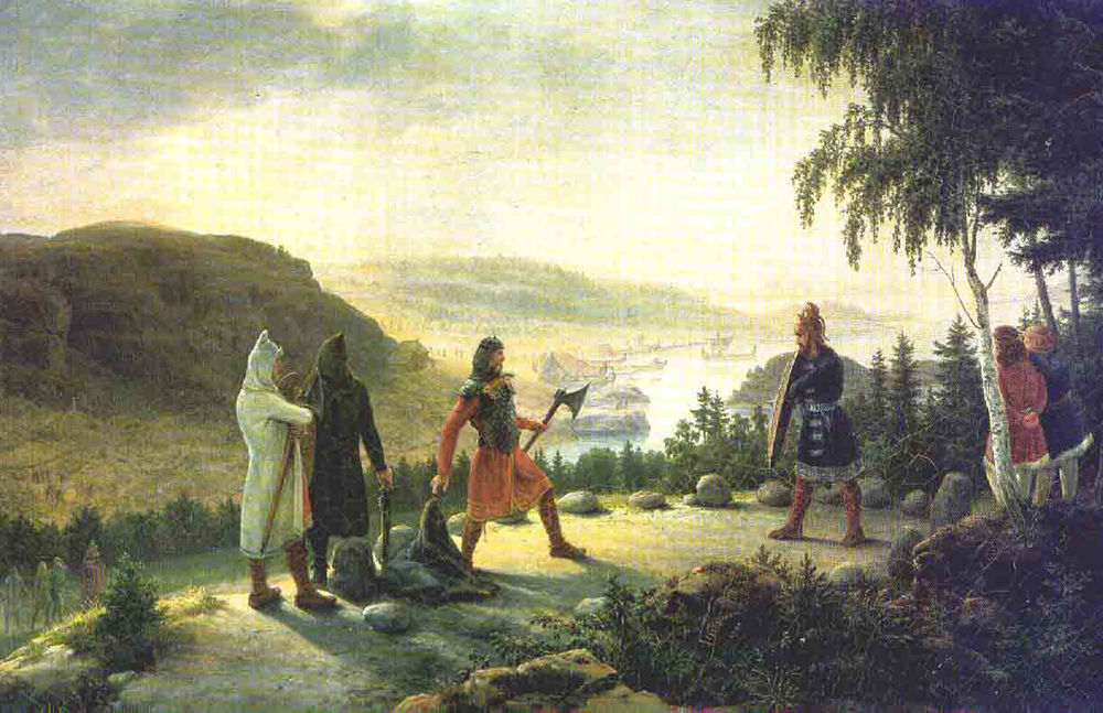 “Egill Skallagrímsson Engaging in Holmgang with Berg-Önundr,” by Johannes Flintoe, c. 1800–1870.