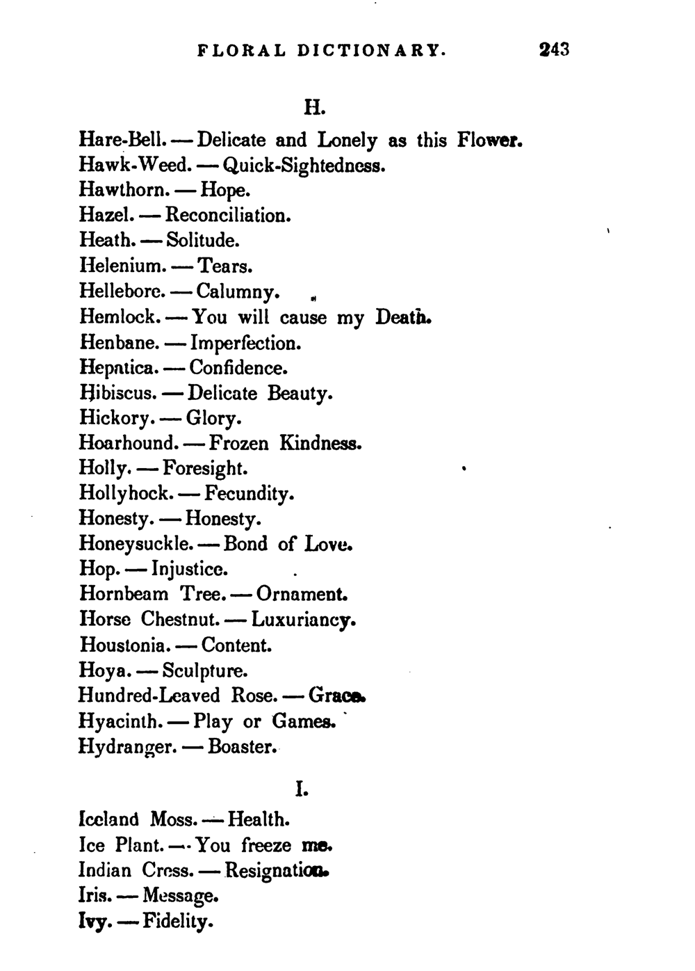 Pages from The Lady’s Book of Flowers and Poetry: To Which Are Added a Botanical Introduction, a Complete Floral Dictionary and a Chapter on Plants in Rooms, edited by Lucy Hopper, 1860. HathiTrust, The New York Public Library.