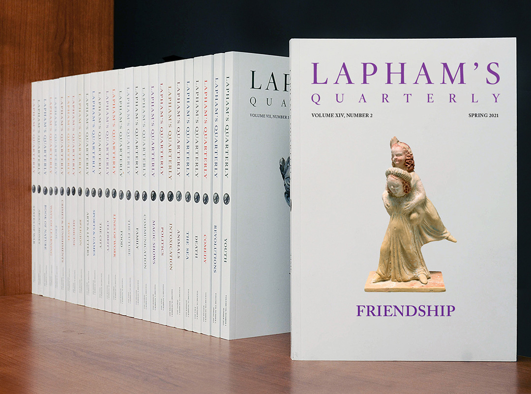 A photograph of Friendship and other Lapham's Quarterly issues