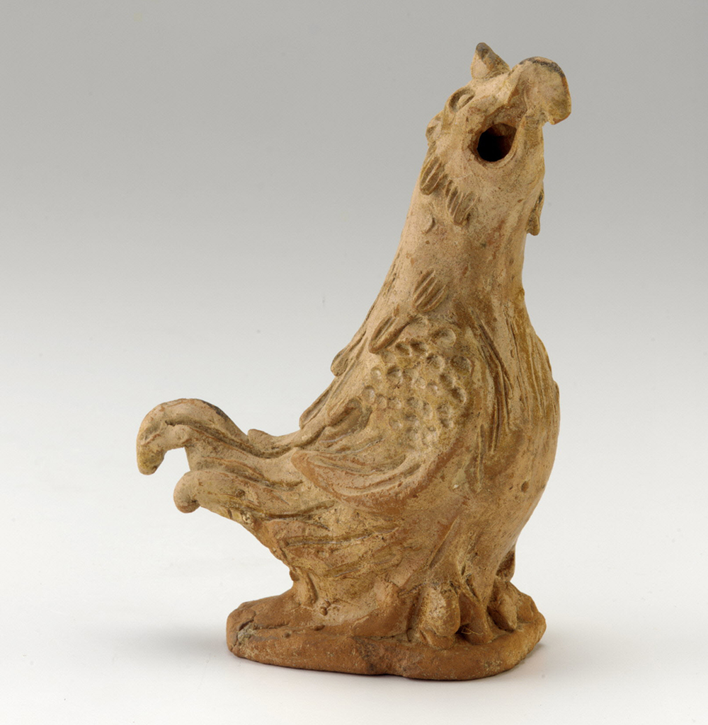 Earthenware figure of a rooster, China, Han dynasty, 206 BC–220. Smithsonian Institution, National Museum of Asian Art, The Dr. Paul Singer Collection of Chinese Art of the Arthur M. Sackler Gallery; a joint gift of the Arthur M. Sackler Foundation, Paul Singer, the AMS Foundation for the Arts, Sciences, and Humanities, and the Children of Arthur M. Sackler.
