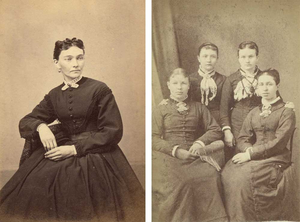 Left: Unidentified woman, nineteenth century. Photograph by Lucretia Gillett. Special Collections Library, University Libraries, Pennsylvania State University. Right: Four Unknown Women, 1879. Photograph by Mrs. Eunice N. Lockwood.