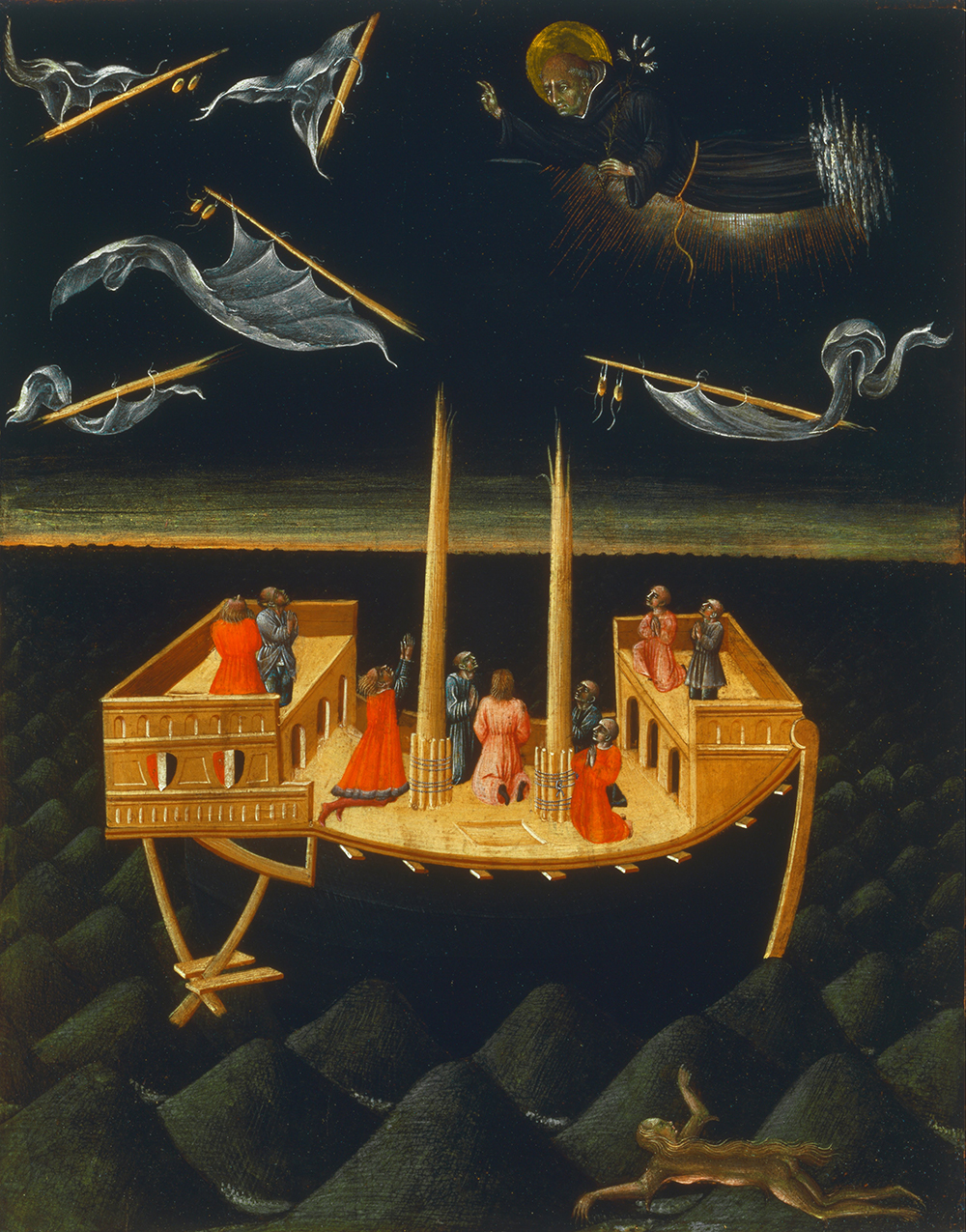 Saint Nicholas of Tolentino Saving a Shipwreck, by Giovanni di Paolo, 1457. Wikimedia Commons, The Philadelphia Museum of Art.
