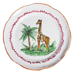 A souvenir plate with an image of a giraffe.