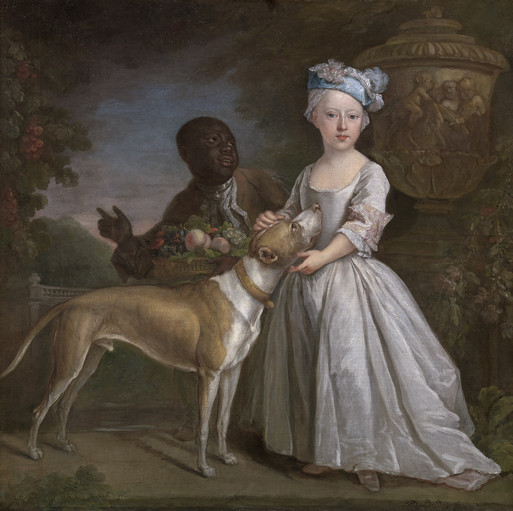 A Young Girl with an Enslaved Servant and a Dog, by Bartholomew Dandridge, c. 1725. Yale Center for British Art, Paul Mellon Collection.